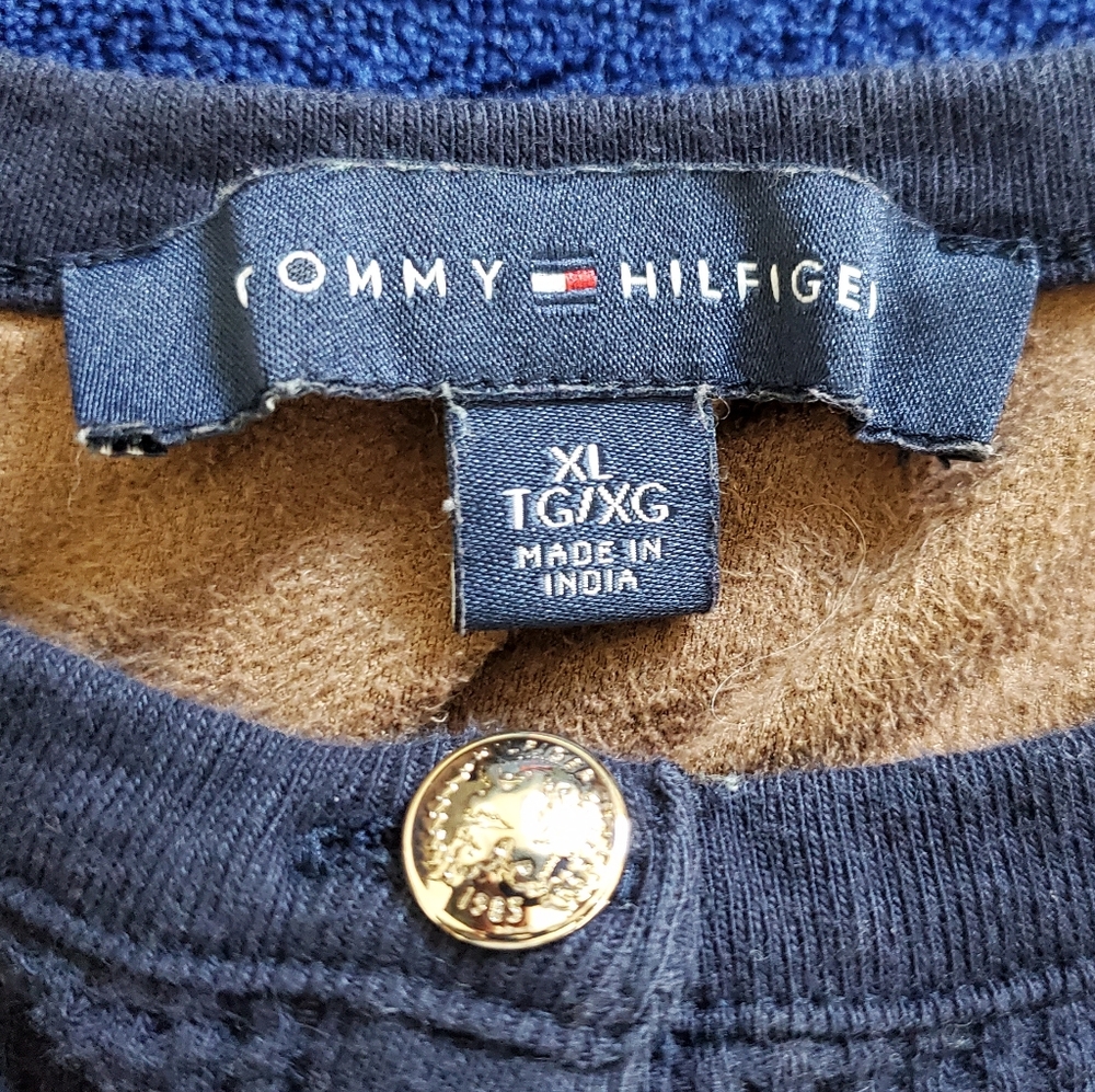 Tommy Hilfiger Henley Top Women’s XL Navy Waffle Knit Long Sleeve Pullover - Picture 7 of 12